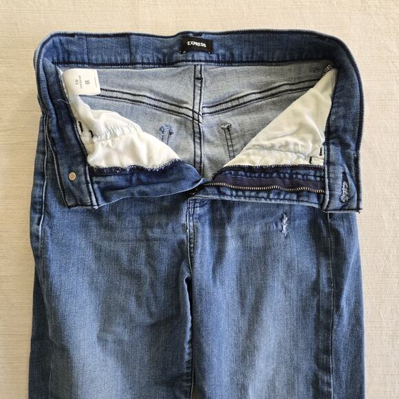 Express Jeans Womens 6 Super High Rise Slim Straight Distressed Stretch Denim - Picture 5 of 13
